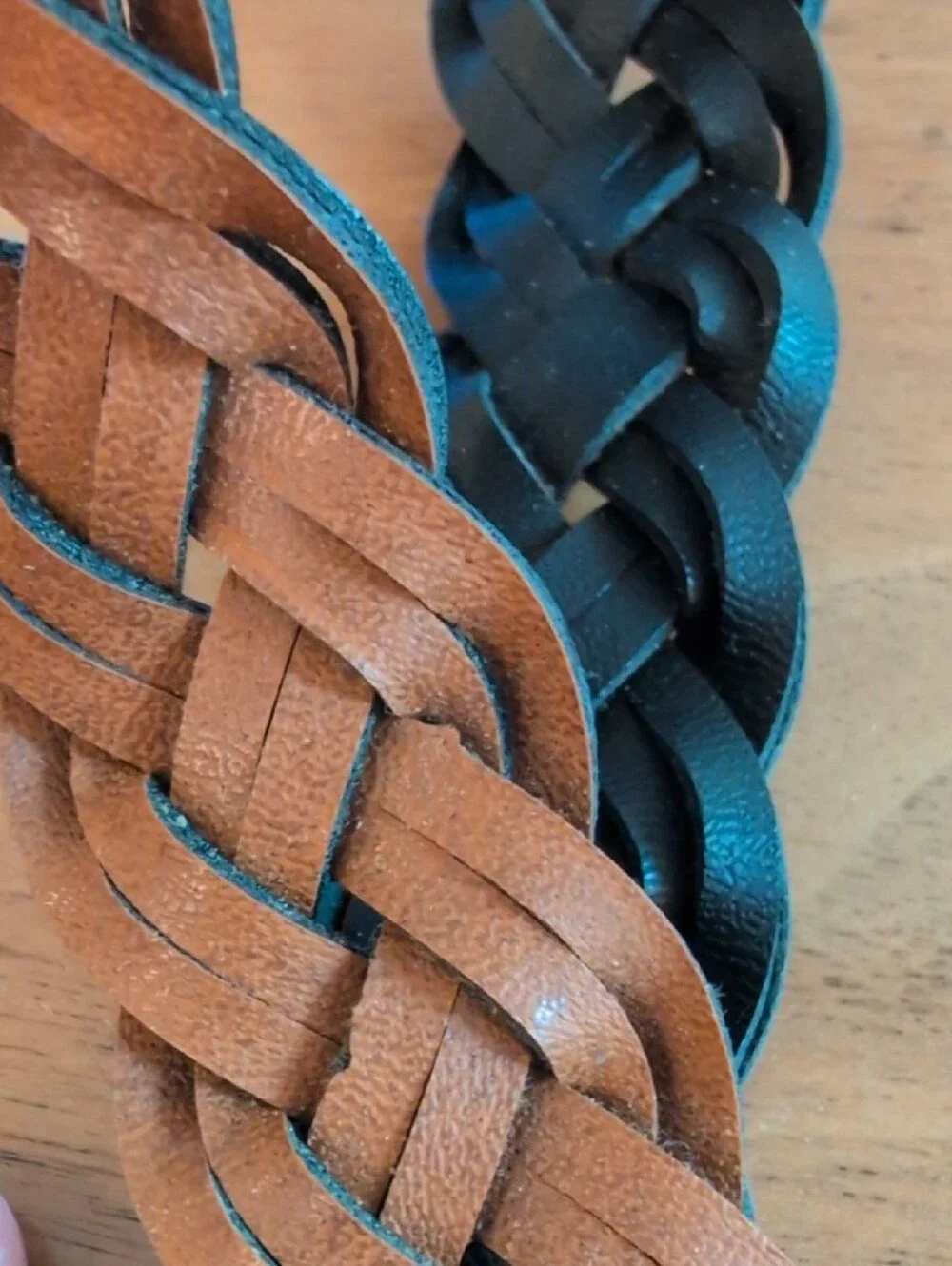 1980's 35 Inch Braided Leather Belt Loop Strap - Brown